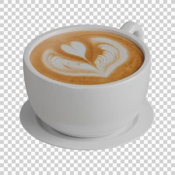 A white ceramic coffee cup filled with creamy latte Stock Illustration