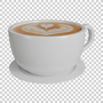 A white ceramic coffee cup filled with creamy latte Stock Illustration