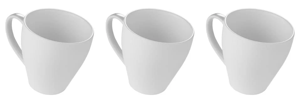 White ceramic coffee cup set isolated Stock Photos