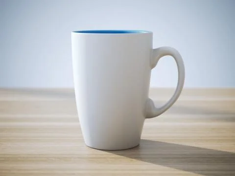 White ceramic cup stands on table 库存插图