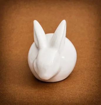 White ceramic easter bunny, spring time symbol Stock Photos