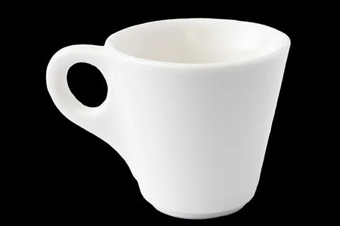 White Ceramic Espresso Cup isolated on black Background. Italian mug for coffee Stock Photos