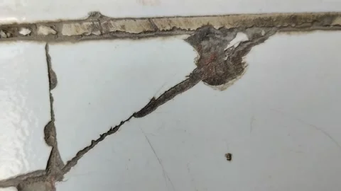 White ceramic floor tiles broken 스톡 동영상 308771613