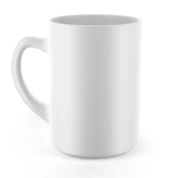 White ceramic mug. Isolated on a white. 3D render Stock Illustration