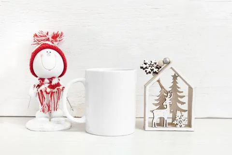 White ceramic mug on a light background Stock Photos