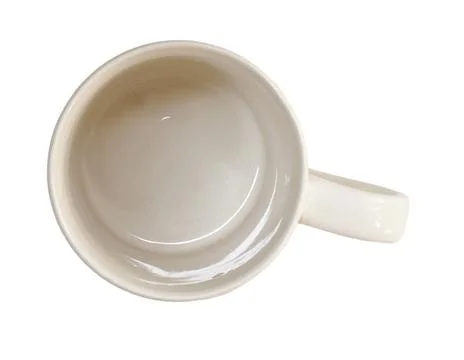 White ceramic mug, top view. Stock Photos