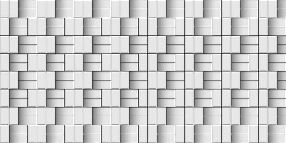 White ceramic pattern texture. Tile wall background. Retro rectangle brickwall.  스톡 일러스트