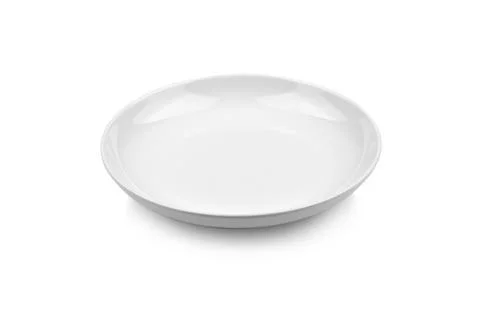 White ceramic plate isolated on white background Stock Photos