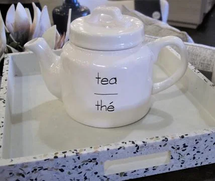 White ceramic teapot with top Stock Photos