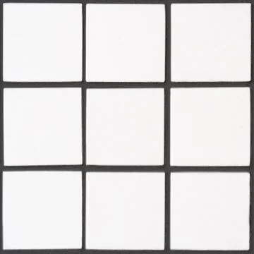 White ceramic tile with 9 squares in rectangular form with black filling Stock Photos