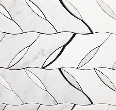 White ceramic tile with floral pattern for wall and floor decoration. Concret Stock Photos