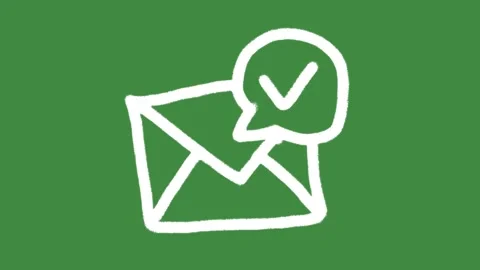White certified message delivery envelope cartoon graphic with chalk outline Stock Footage 336268559