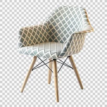 White-chair-with-a-geometric-pattern-on-a-white-ba Stock Photos