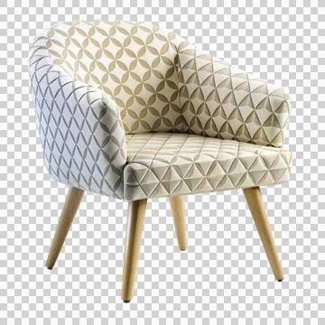 White-chair-with-a-geometric-pattern-on-a-white-ba (1) Stock Photos