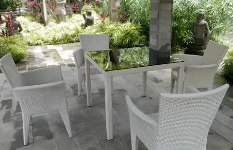 White Chairs and table Stock Photos