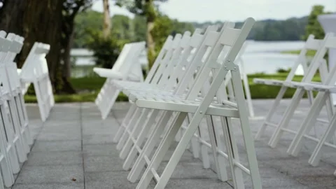 White Chairs In The Garden 動画素材 146037290