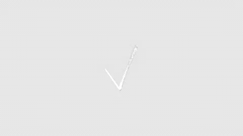 White chalk check mark doodle drawing animation on alpha channel Stock Footage 348315716
