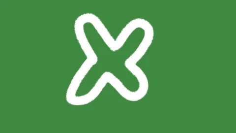 White chalk cross mark symbol drawn isolated on green screen chalkboard texture Video stock 335699525