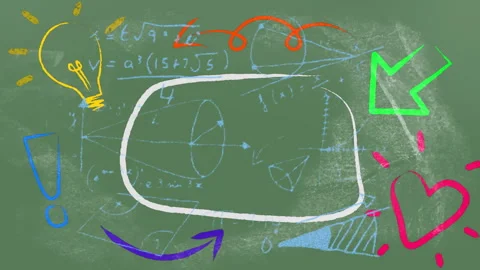White chalk drawing frame doodles animating math drawing erasing leaving icons Vídeos de archivo 315535474