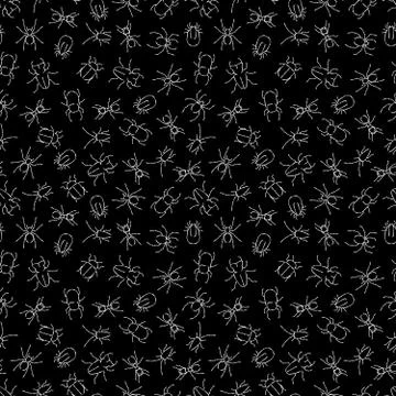 White chalk drawing insects seamless pattern Illustrazione stock