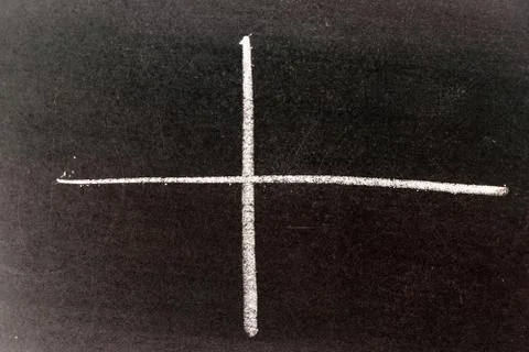 White chalk drawing in line shape that cross as graph intersection on black b Stock Photos