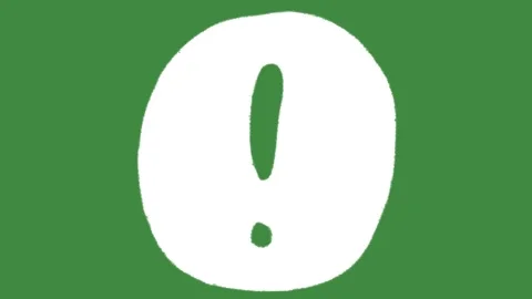 White chalk exclamation mark circle icon drawn isolated on green screen Stock Footage 335900501