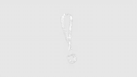 White chalk exclamation mark doodle drawing animation on alpha channel Stock Footage 348436142