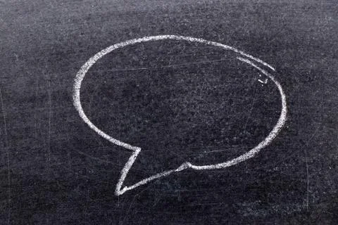 White chalk hand drawing in bubble speech shape with blank space for add text Stock Photos