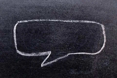 White chalk hand drawing in bubble speech shape with blank space for add text Stock Photos