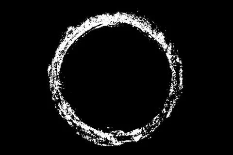 White chalk hand drawing as circle shape on black background (vector) Illustrazione stock