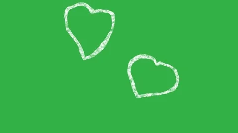 White chalk hand drawn hearts on green screen Stock Footage 339224806