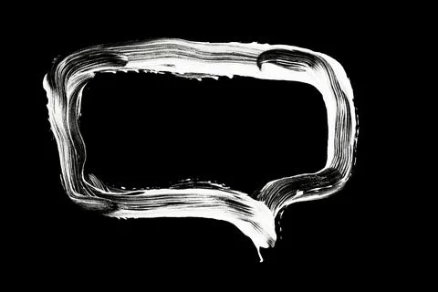 White Chalk Hand Drawn Speech Bubble Icon on Black Background Stock Illustration