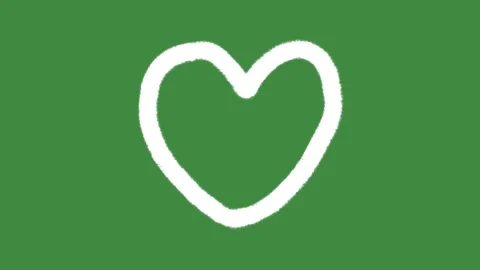 White chalk heart drawn isolated on green chalkboard texture background Video stock 335550595