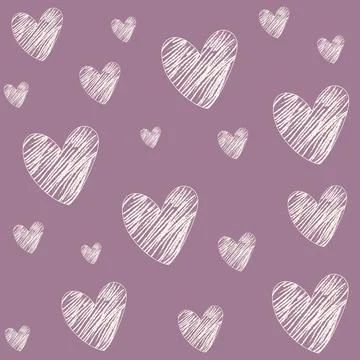 White chalk hearts flat vector illustration Stock Illustration