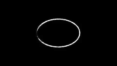 White chalk line drawing oval shape on black background with textured hand .. Stock Footage 338238268