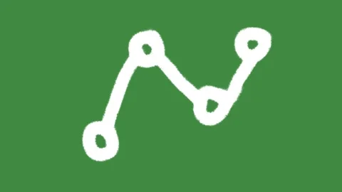 White chalk line graph chart icon hand-drawn isolated on green screen chalkboard Vídeos de archivo 335761019