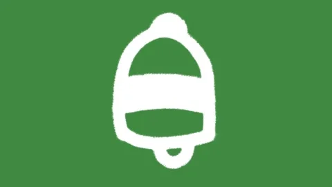 White chalk school bell outline icon drawn isolated on green screen chalkboard Stock Footage 335900508