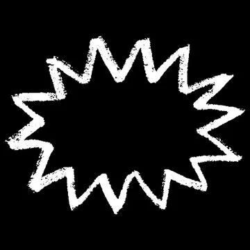 White chalk shape with zigzag outline on black background, scribble crayon frame 스톡 일러스트