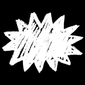 White chalk shape with zigzag outline on black background, vector scribble Stock Illustration