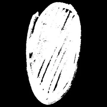 White chalk sketch oval vector shape on black, scribble vertical round figure Illustrazione stock