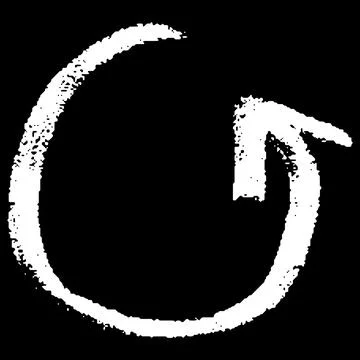 White chalk sketch rounded arrow shape, scribble pointer mark, turn direction Stock Illustration