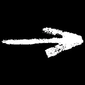 White chalk sketch vector arrow on black background, scribble pointer mark Illustrazione stock