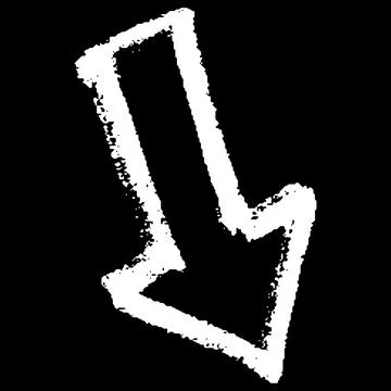 White chalk sketch vector outline arrow on black background, scribble pointer Stock Illustration