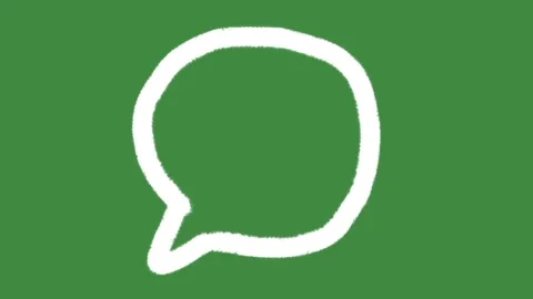 White chalk speech bubble drawn isolated on green screen background Stock Footage 335634265
