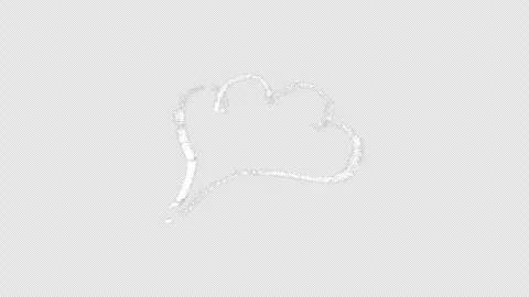 White chalk thought cloud doodle drawing animation on alpha channel Stock Footage 348436275