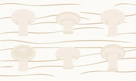 White champignons. Set of vector mushrooms in different angles in flat style Illustrazione stock