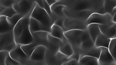 White chaotic abstract waves made of dots, 4k background Stock Footage 262195527