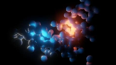 White chaotic spheres and flashes of red and blue light 스톡 일러스트