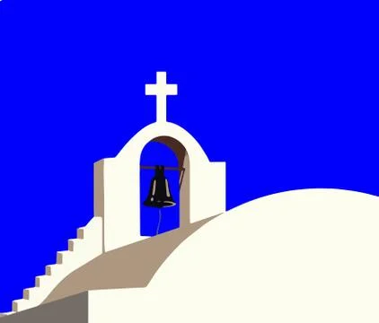 White chapel at Santorini Greece vector Stock Illustration