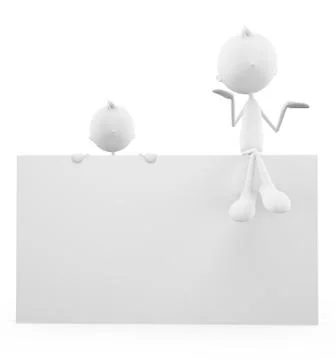 White character with board Stock Illustration